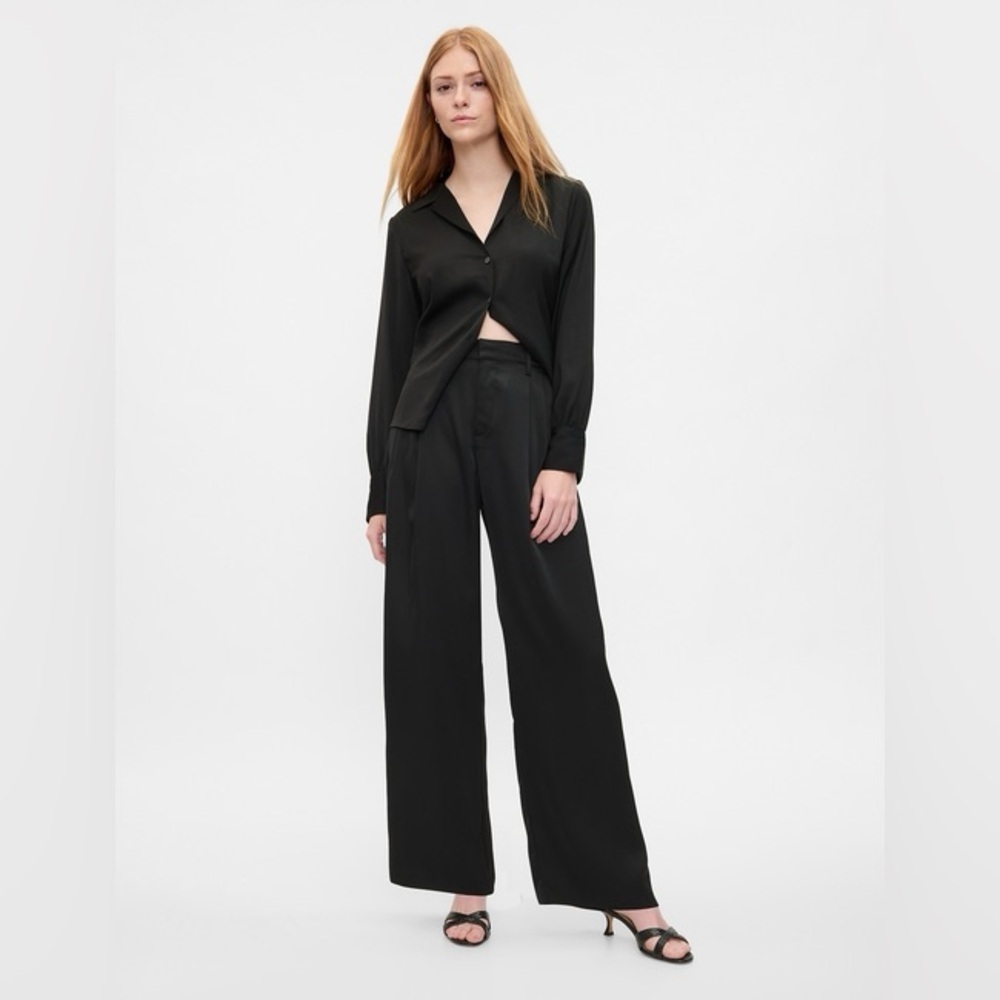 NWT! GAP Black Easy Satin Trousers - Size 12 🩷 589108